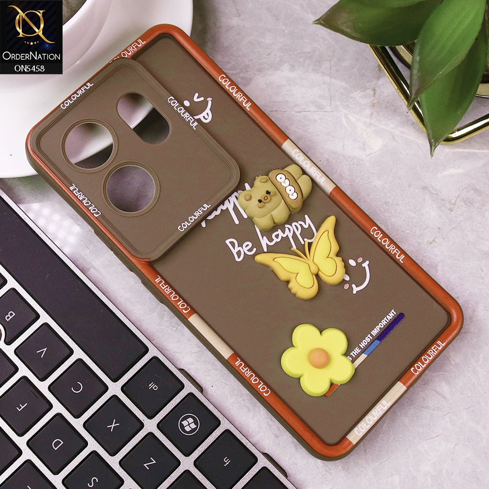 Infinix Zero 30 4G Cover - Brown - Cute Smily 3D Cartoon Soft Silicon Case