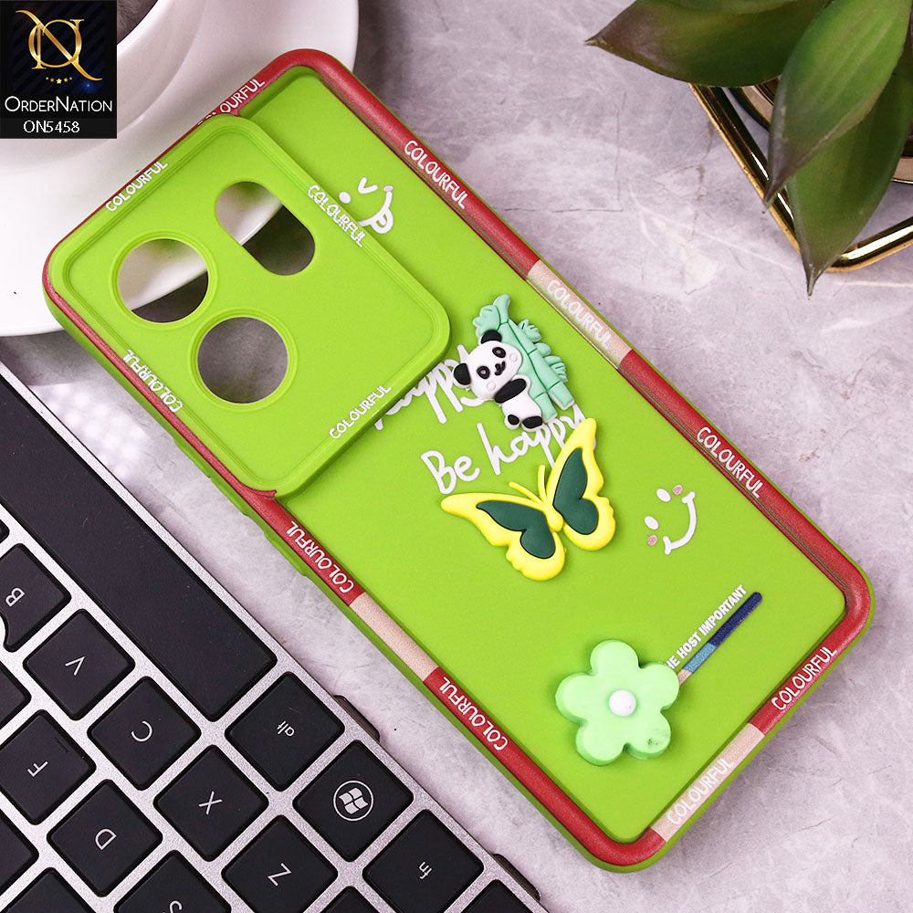 Infinix Zero 30 4G Cover - Green - Cute Smily 3D Cartoon Soft Silicon Case