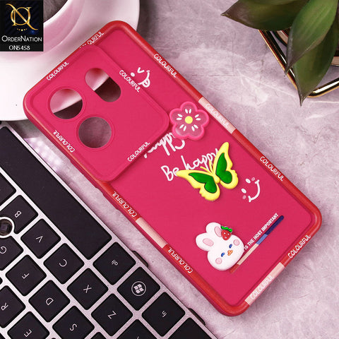Infinix Zero 30 4G Cover - Pink - Cute Smily 3D Cartoon Soft Silicon Case