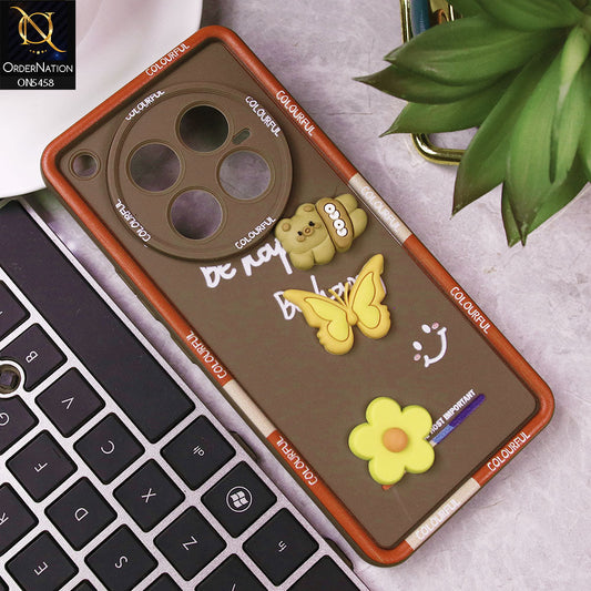 Infinix Zero 40 4G Cover - Brown - Cute Smily 3D Cartoon Soft Silicon Case