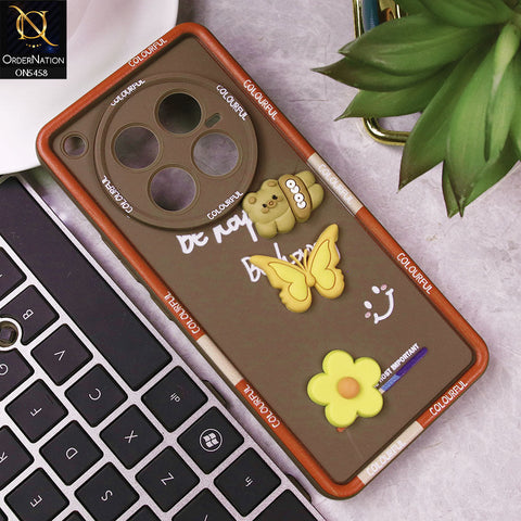Infinix Zero 40 4G Cover - Brown - Cute Smily 3D Cartoon Soft Silicon Case