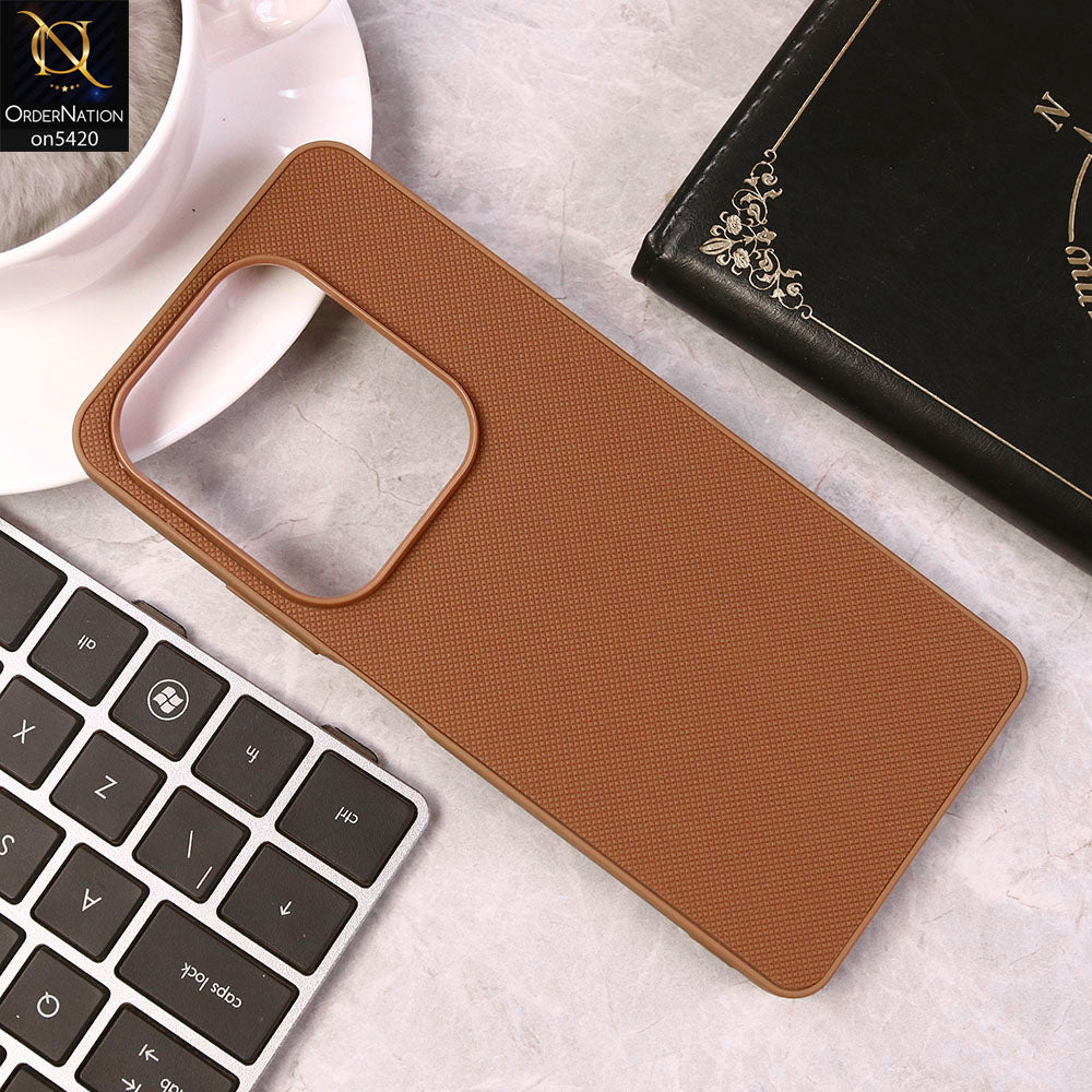 Infinix Hot 40 Cover - Brown - New Dotted Leather Texture Soft Borders Case
