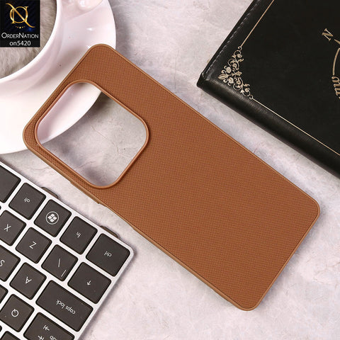 Infinix Hot 40 Cover - Brown - New Dotted Leather Texture Soft Borders Case