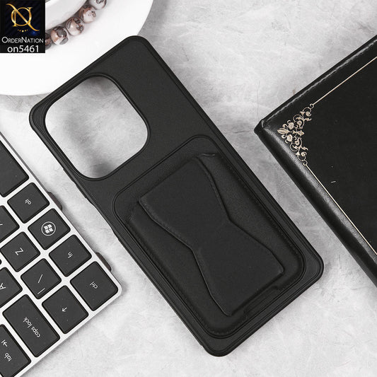 Oppo A3x 5G Cover - Black - New Protective Case with Card Holder And Bracket Stand Holder