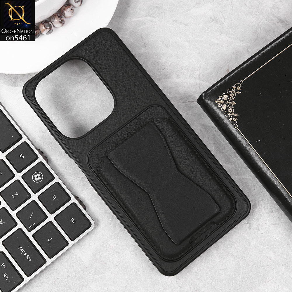 Oppo A3 4G Cover - Black - New Protective Case with Card Holder And Bracket Stand Holder