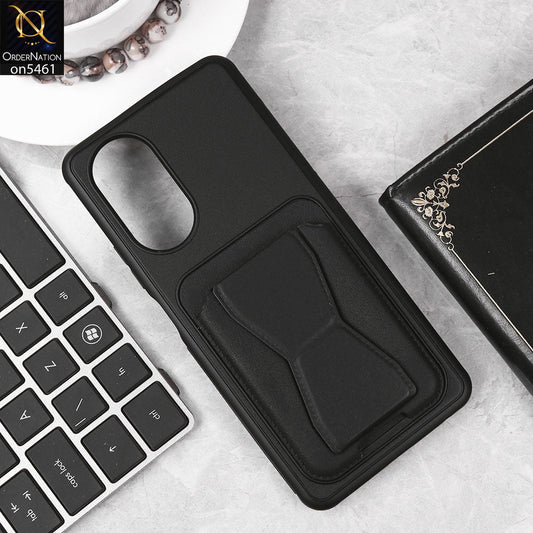 Oppo A58 4G Cover - Black - New Protective Case with Card Holder And Bracket Stand Holder