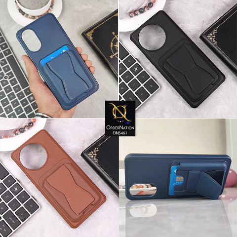 Infinix Smart 9 Cover - Blue - New Protective Case with Card Holder And Bracket Stand Holder