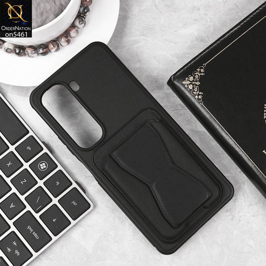 Infinix Hot 50 4G Cover - Black - New Protective Case with Card Holder And Bracket Stand Holder