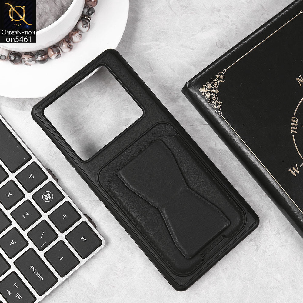 Infinix Note 40 Pro Cover - Black - New Protective Case with Card Holder And Bracket Stand Holder