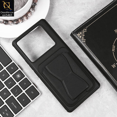 Infinix Note 40 Pro Cover - Black - New Protective Case with Card Holder And Bracket Stand Holder