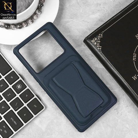 Infinix Note 40 Pro Plus Cover - Blue - New Protective Case with Card Holder And Bracket Stand Holder