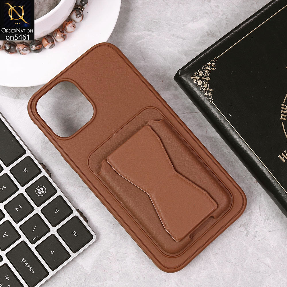 iPhone 12 Pro Max Cover - Brown - New Protective Case with Card Holder And Bracket Stand Holder
