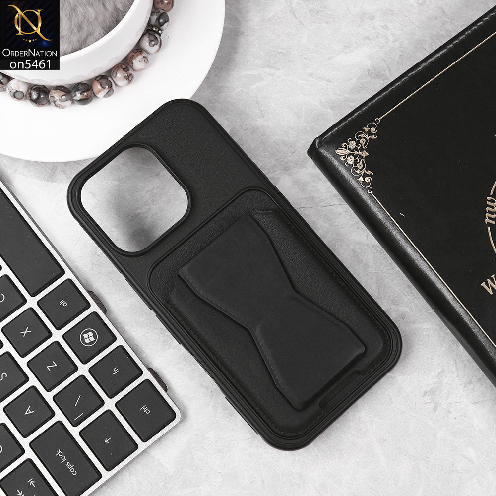 iPhone 15 Pro Cover - Black - New Protective Case with Card Holder And Bracket Stand Holder