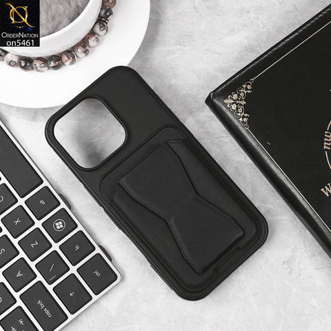 iPhone 15 Pro Cover - Black - New Protective Case with Card Holder And Bracket Stand Holder