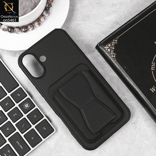 iPhone 16 Plus Cover - Black - New Protective Case with Card Holder And Bracket Stand Holder