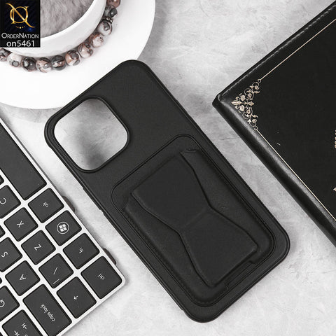 iPhone 16 Pro Max Cover - Black - New Protective Case with Card Holder And Bracket Stand Holder
