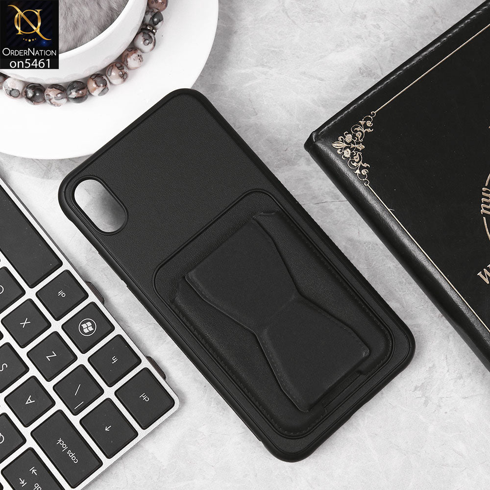iPhone XS Max Cover - Black - New Protective Case with Card Holder And Bracket Stand Holder