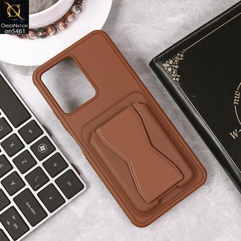 Xiaomi Redmi Note 12 4G Cover - Brown - New Protective Case with Card Holder And Bracket Stand Holder