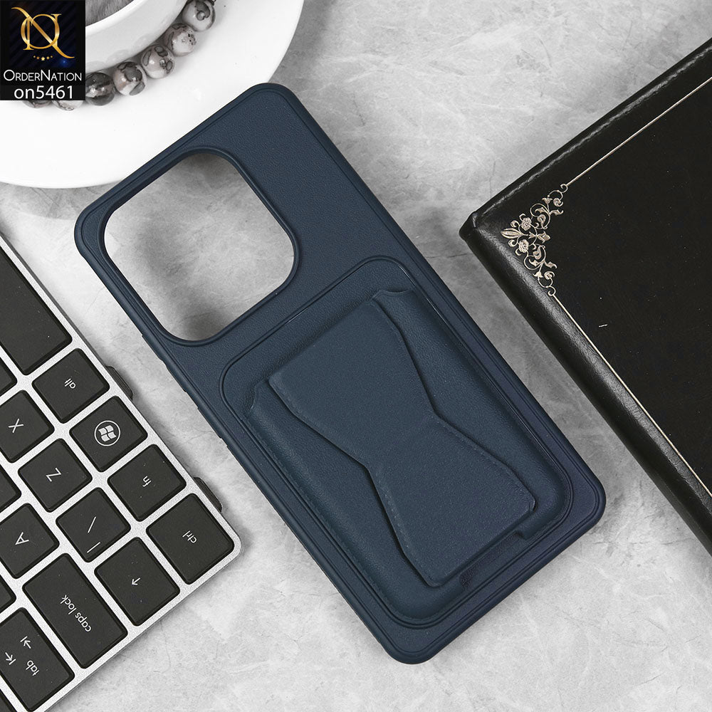 Xiaomi Redmi Note 14 4G Cover - Blue - New Protective Case with Card Holder And Bracket Stand Holder