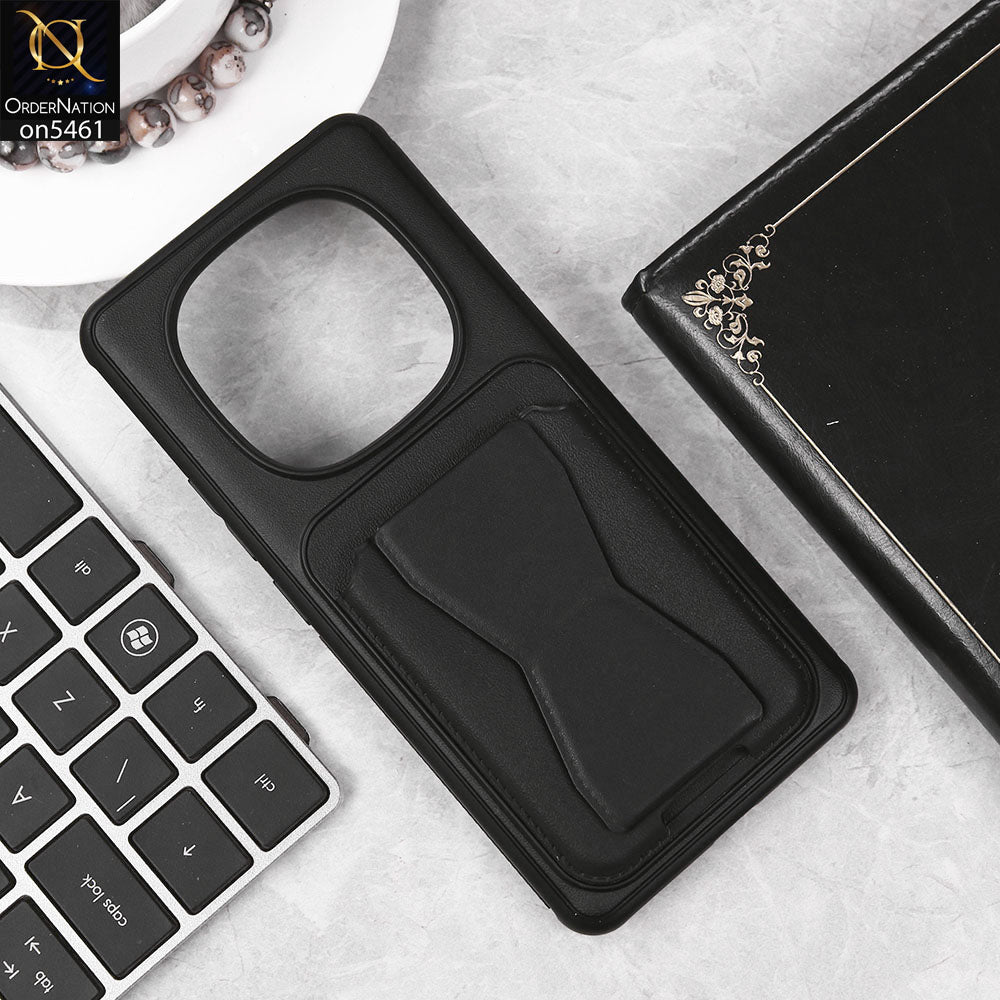 Xiaomi Redmi Note 14 Pro 5G Cover - Black - New Protective Case with Card Holder And Bracket Stand Holder