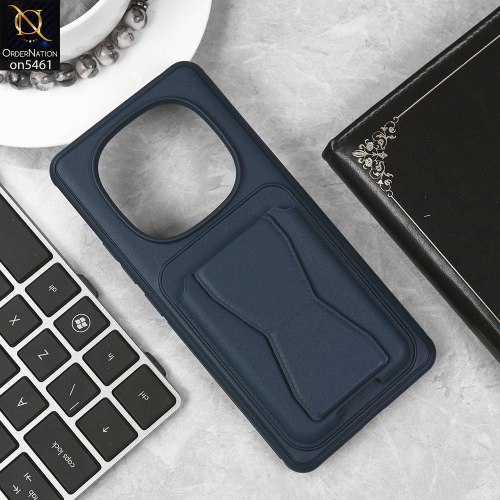 Xiaomi Redmi Note 14 Pro 5G Cover - Blue - New Protective Case with Card Holder And Bracket Stand Holder