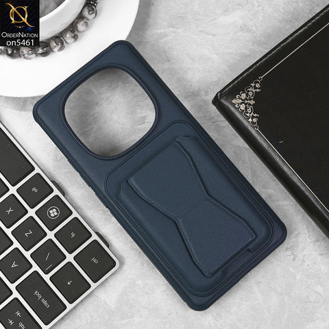 Xiaomi Redmi Note 14 Pro 5G Cover - Blue - New Protective Case with Card Holder And Bracket Stand Holder