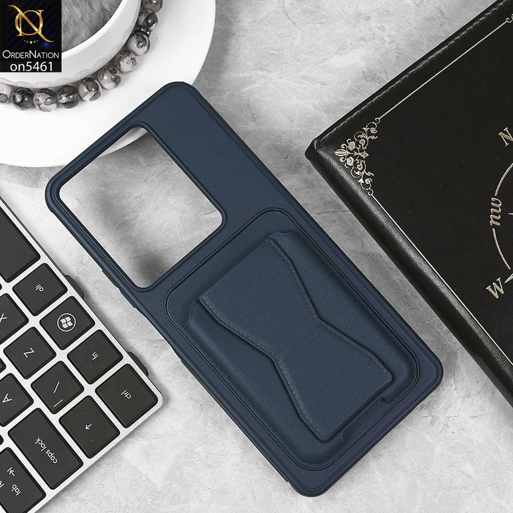 Infinix Note 30 Cover - Blue - New Protective Case with Card Holder And Bracket Stand Holder