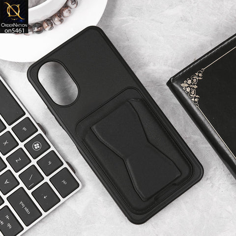 Oppo A38 Cover - Black - New Protective Case with Card Holder And Bracket Stand Holder