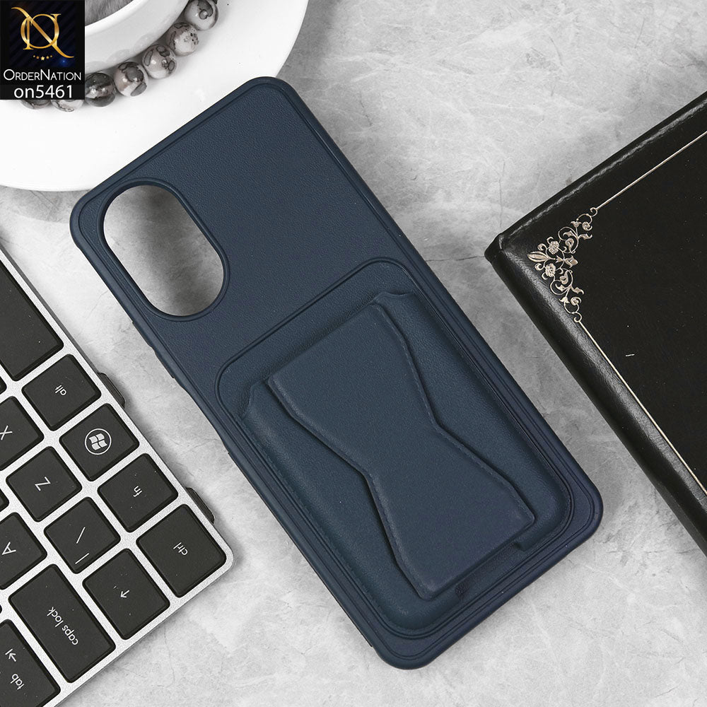 Oppo A38 Cover - Blue - New Protective Case with Card Holder And Bracket Stand Holder