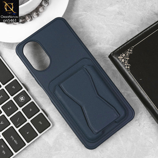 Oppo A38 Cover - Blue - New Protective Case with Card Holder And Bracket Stand Holder