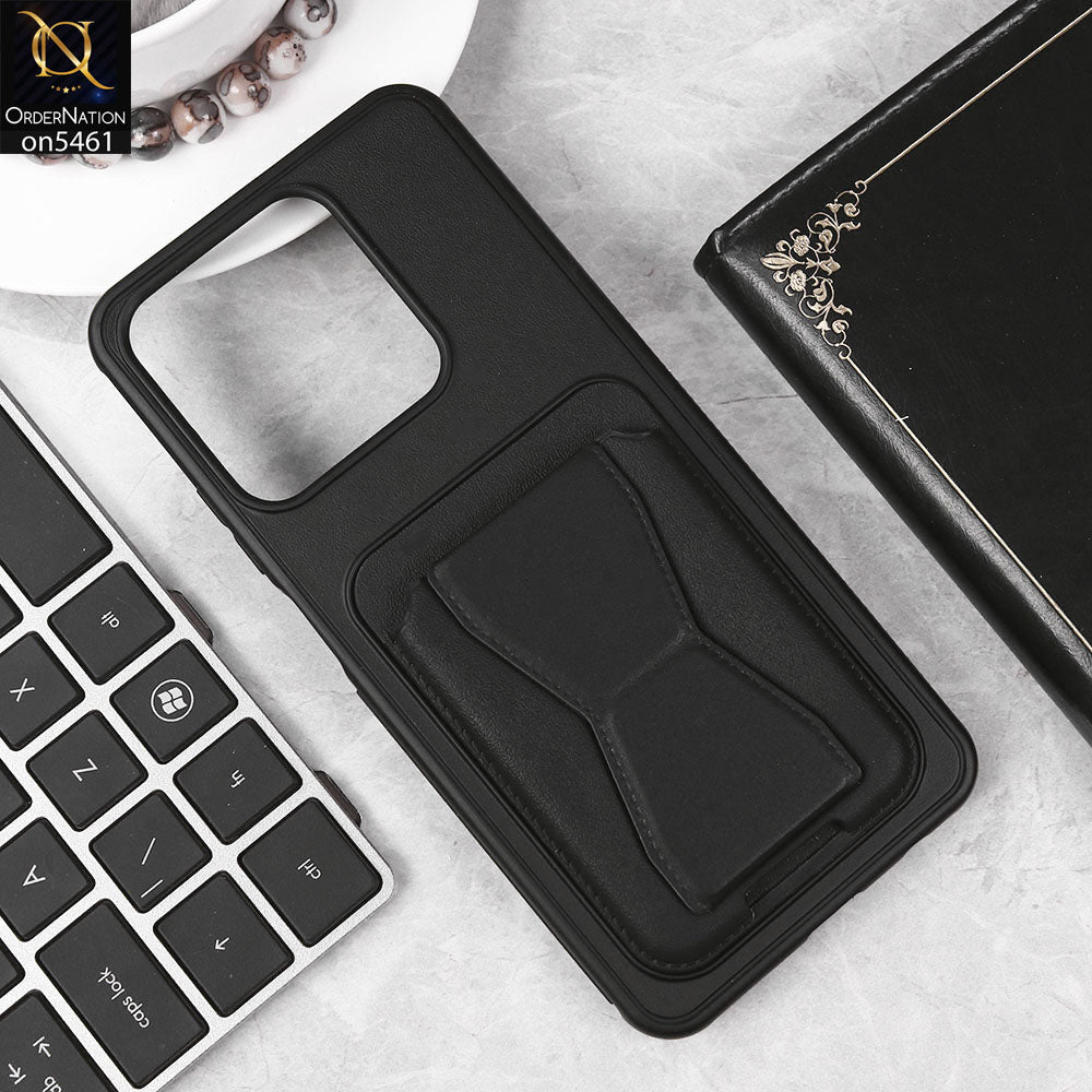 Realme C63 Cover - Black - New Protective Case with Card Holder And Bracket Stand Holder