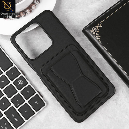 Realme C63 Cover - Black - New Protective Case with Card Holder And Bracket Stand Holder