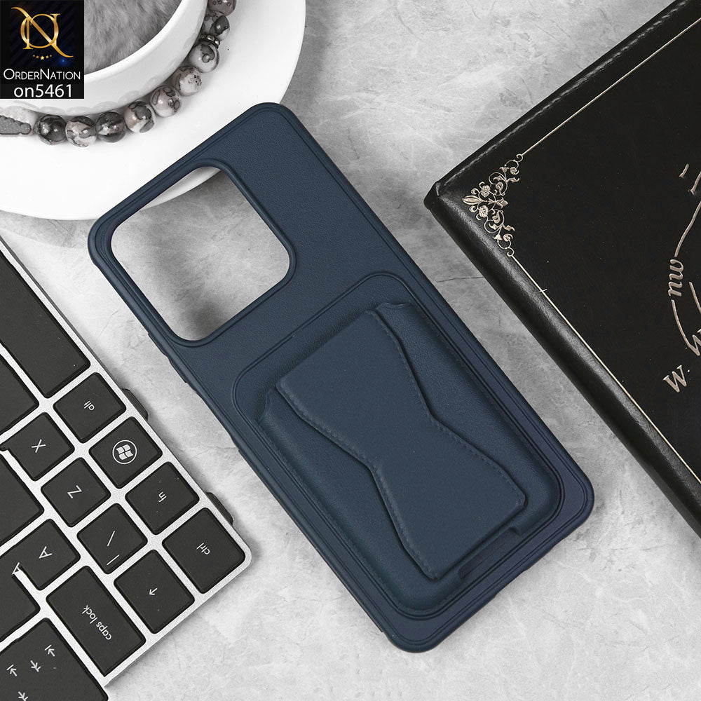 Realme C61 Cover - Blue - New Protective Case with Card Holder And Bracket Stand Holder