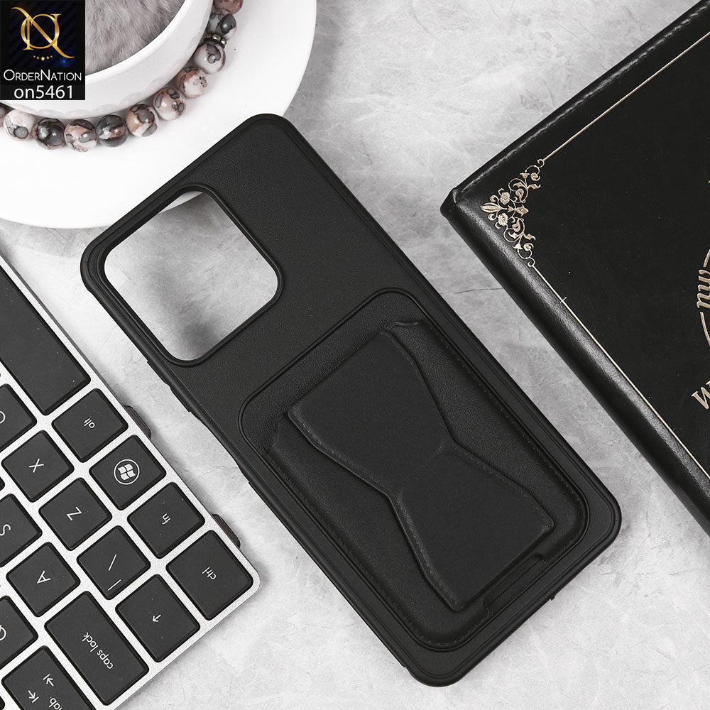 Realme C51 Cover - Black - New Protective Case with Card Holder And Bracket Stand Holder