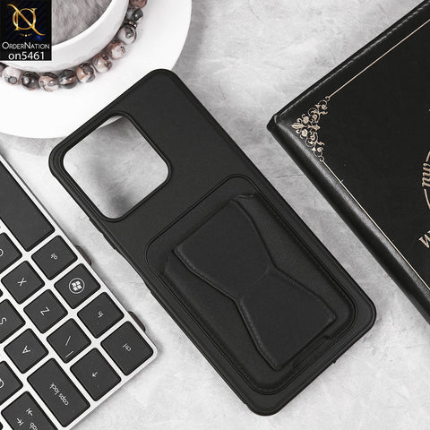 Realme Note 50 Cover - Black - New Protective Case with Card Holder And Bracket Stand Holder