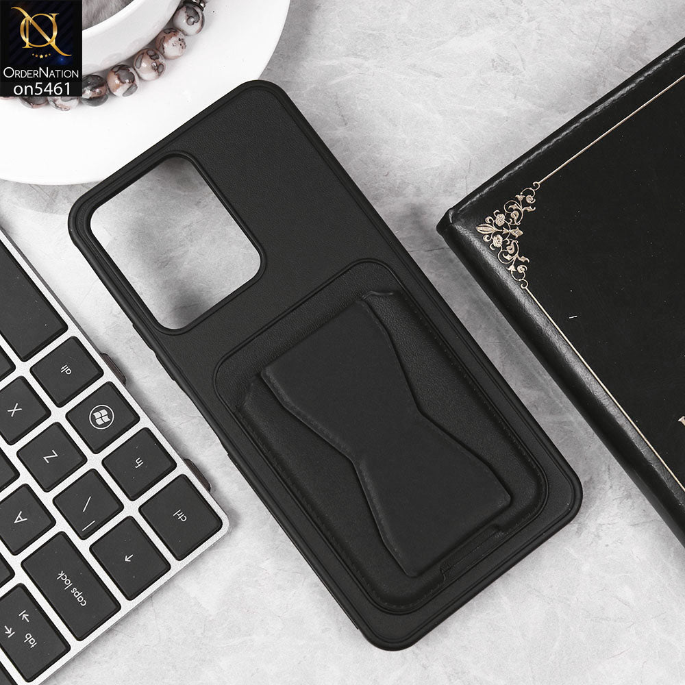 Xiaomi Redmi 13C Cover - Black - New Protective Case with Card Holder And Bracket Stand Holder