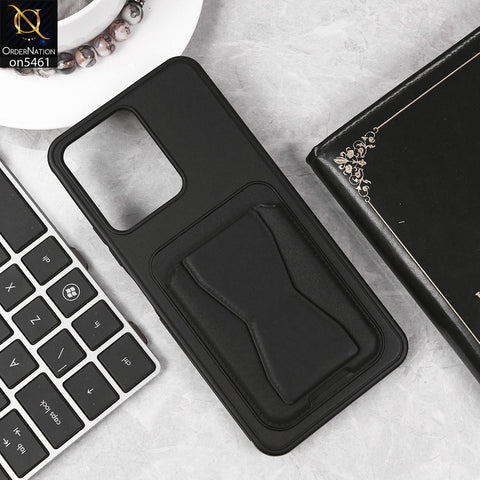 Xiaomi Redmi 13C Cover - Black - New Protective Case with Card Holder And Bracket Stand Holder