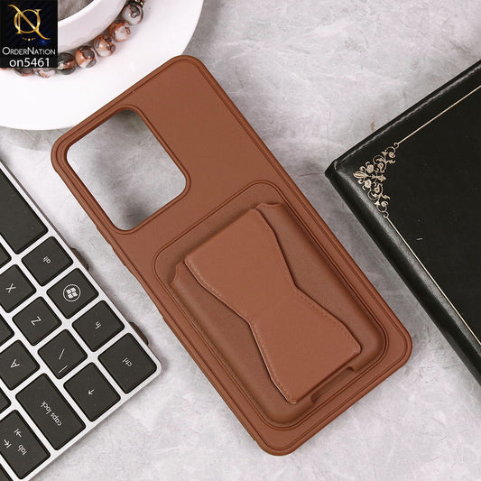 Xiaomi Redmi 13C Cover - Brown - New Protective Case with Card Holder And Bracket Stand Holder