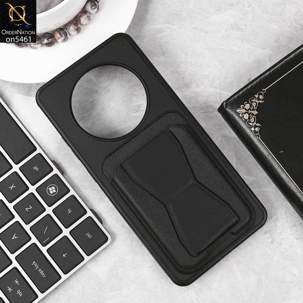Xiaomi Redmi 14R Cover - Black - New Protective Case with Card Holder And Bracket Stand Holder