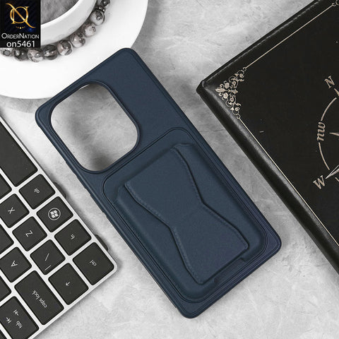 Xiaomi Poco M6 Pro 4G Cover - Blue - New Protective Case with Card Holder And Bracket Stand Holder