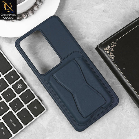 Oppo Reno 11F 5G Cover - Blue - New Protective Case with Card Holder And Bracket Stand Holder