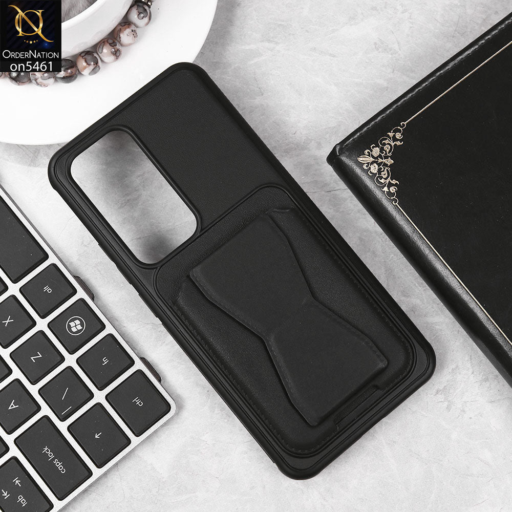 Oppo Reno 12 Cover - Black - New Protective Case with Card Holder And Bracket Stand Holder