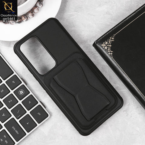 Oppo Reno 12 Cover - Black - New Protective Case with Card Holder And Bracket Stand Holder