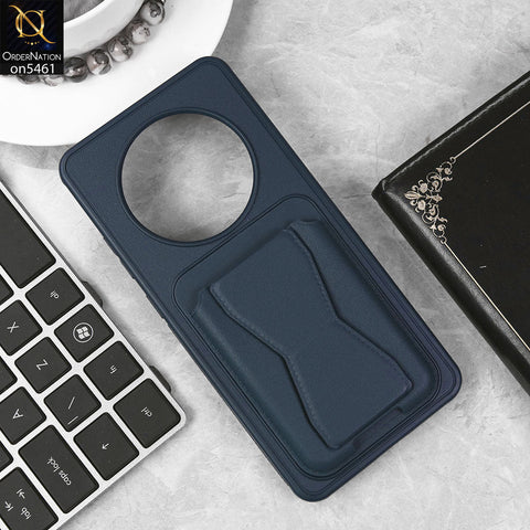 Oppo Reno 12F 4G Cover - Blue - New Protective Case with Card Holder And Bracket Stand Holder