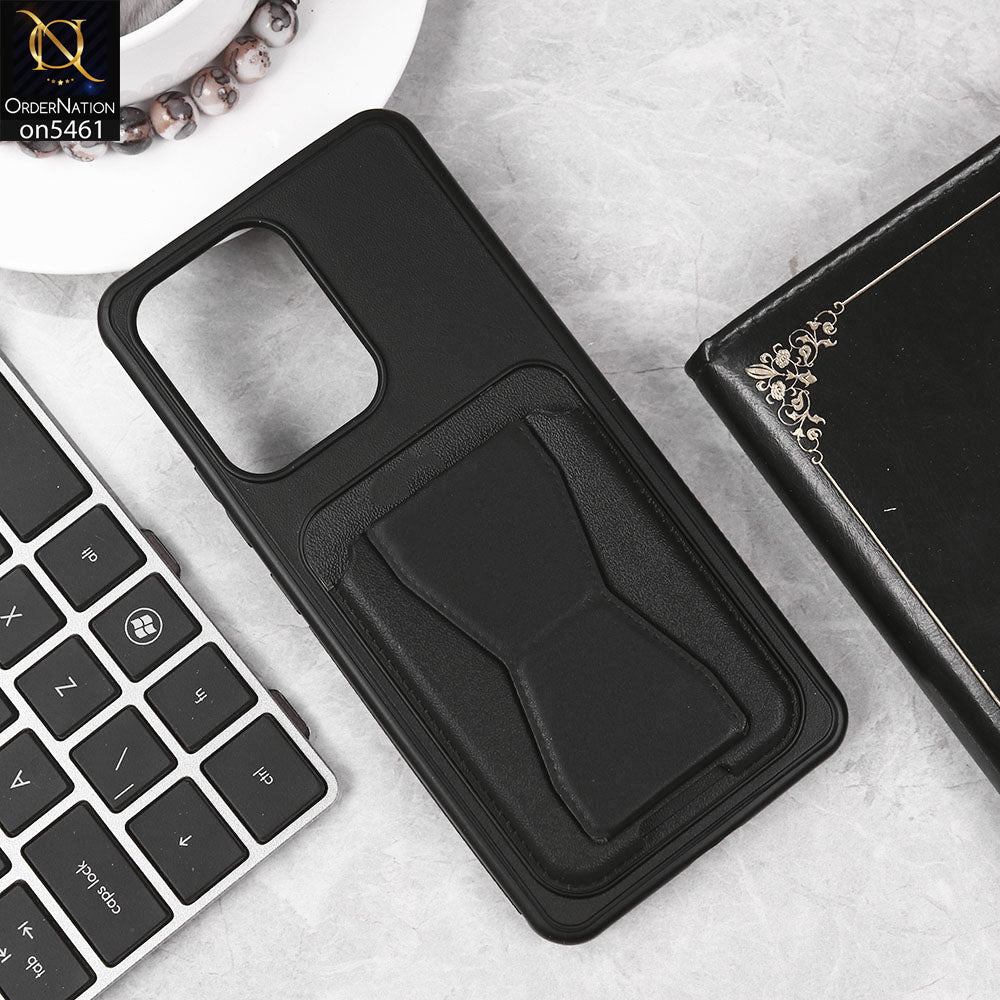 Oppo Reno 13F 4G Cover - Black - New Protective Case with Card Holder And Bracket Stand Holder