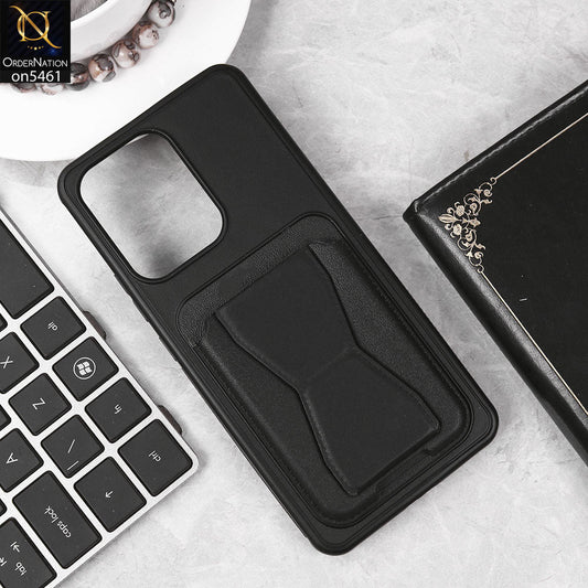Oppo Reno 13F 4G Cover - Black - New Protective Case with Card Holder And Bracket Stand Holder