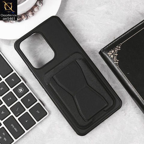 Oppo Reno 13F 4G Cover - Black - New Protective Case with Card Holder And Bracket Stand Holder