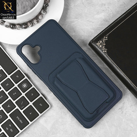 Samsung Galaxy A06 Cover - Blue - New Protective Case with Card Holder And Bracket Stand Holder