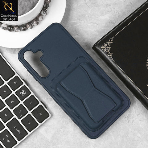 Samsung Galaxy A16 5G Cover - Blue - New Protective Case with Card Holder And Bracket Stand Holder