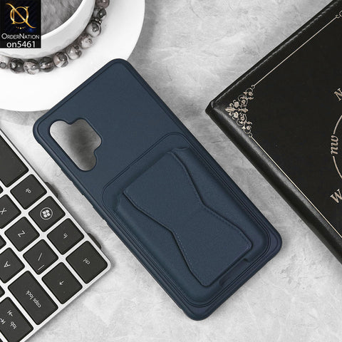 Samsung Galaxy A32 Cover - Blue - New Protective Case with Card Holder And Bracket Stand Holder